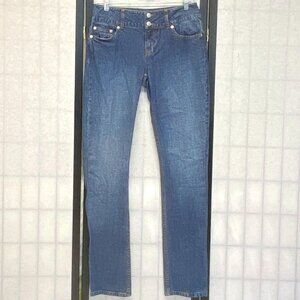 London Jean Shaping Butt Lift Mid Rise Skinny Faded Denim Jeans 6 Curvy Stretch